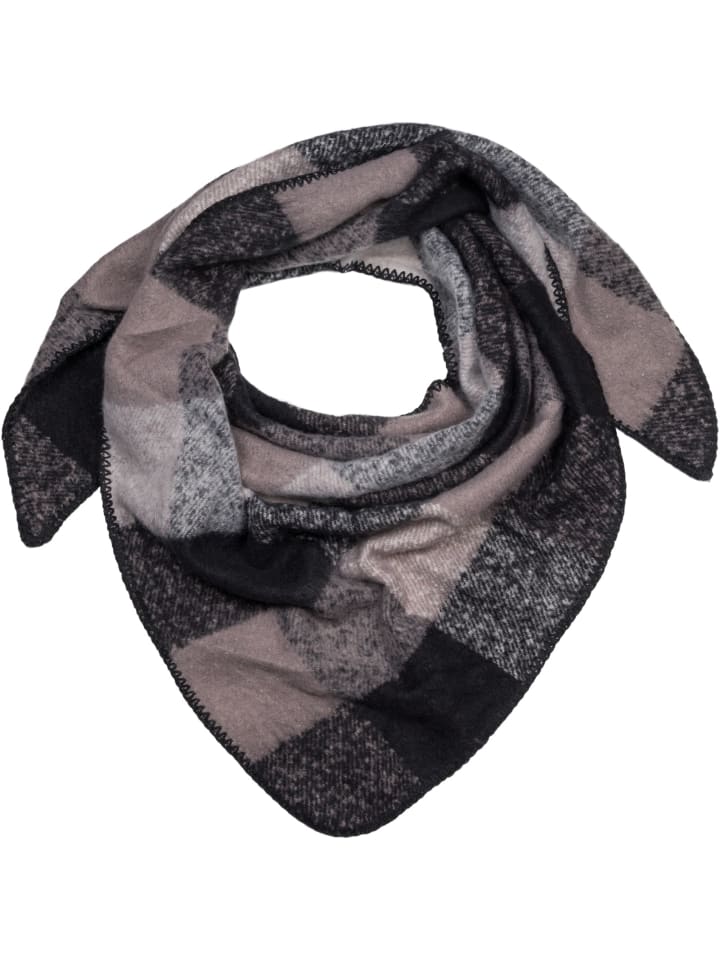 

Клетчатый треугольный шарф серо-черного цвета styleBREAKER