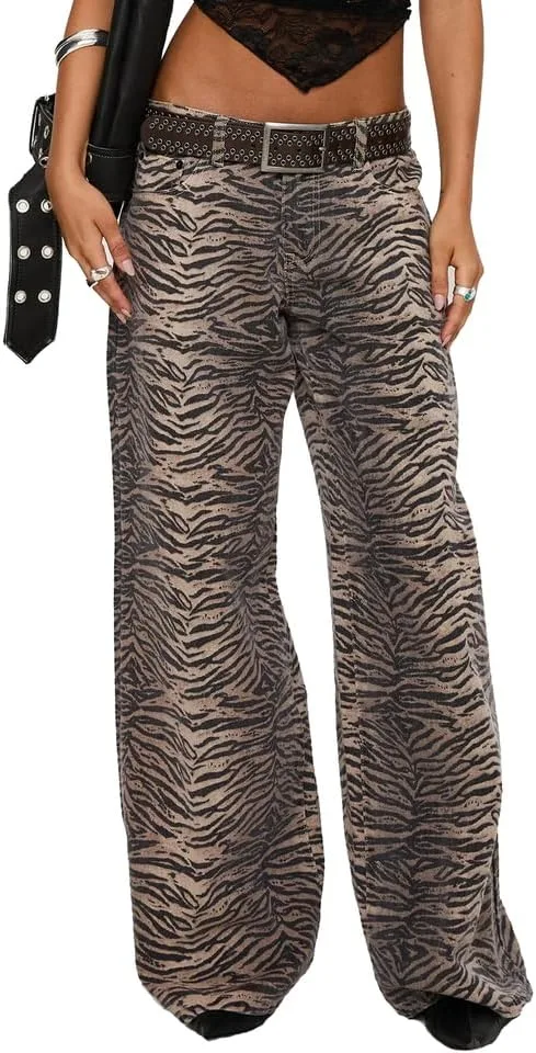 

Женские джинсы Y2k с леопардовым принтом cffvdiz