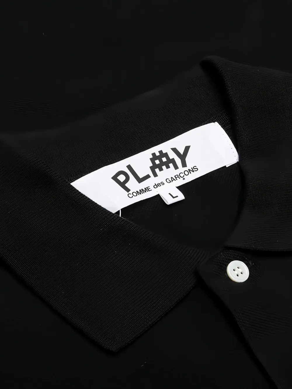 Футболка-поло X Invader с пиксельным сердцем Comme Des Garçons Play, черный — фото 4