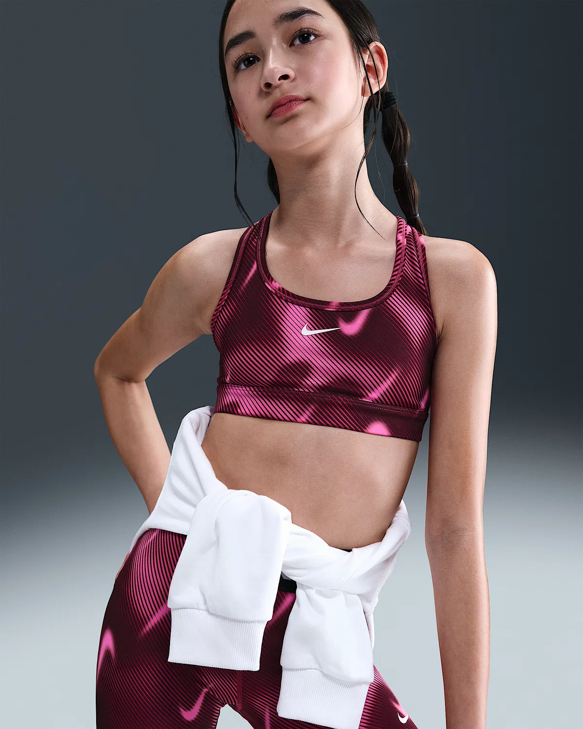 Спортивный бюстгальтер Nike Pro Swoosh для старших детей (девочек), Sweet Beet/White