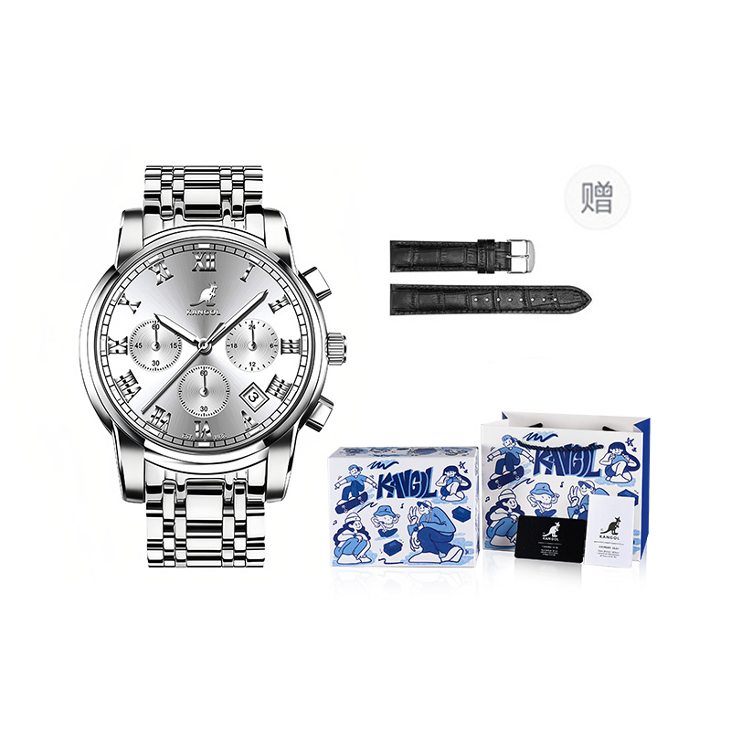 

KANGOL Кварцевые часы из нержавеющей стали с черным циферблатом