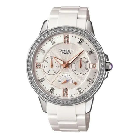 

Часы CASIO Sheen Series Stainless Steel Case White Dial Quartz Movement 38mm Watch Analog, белый