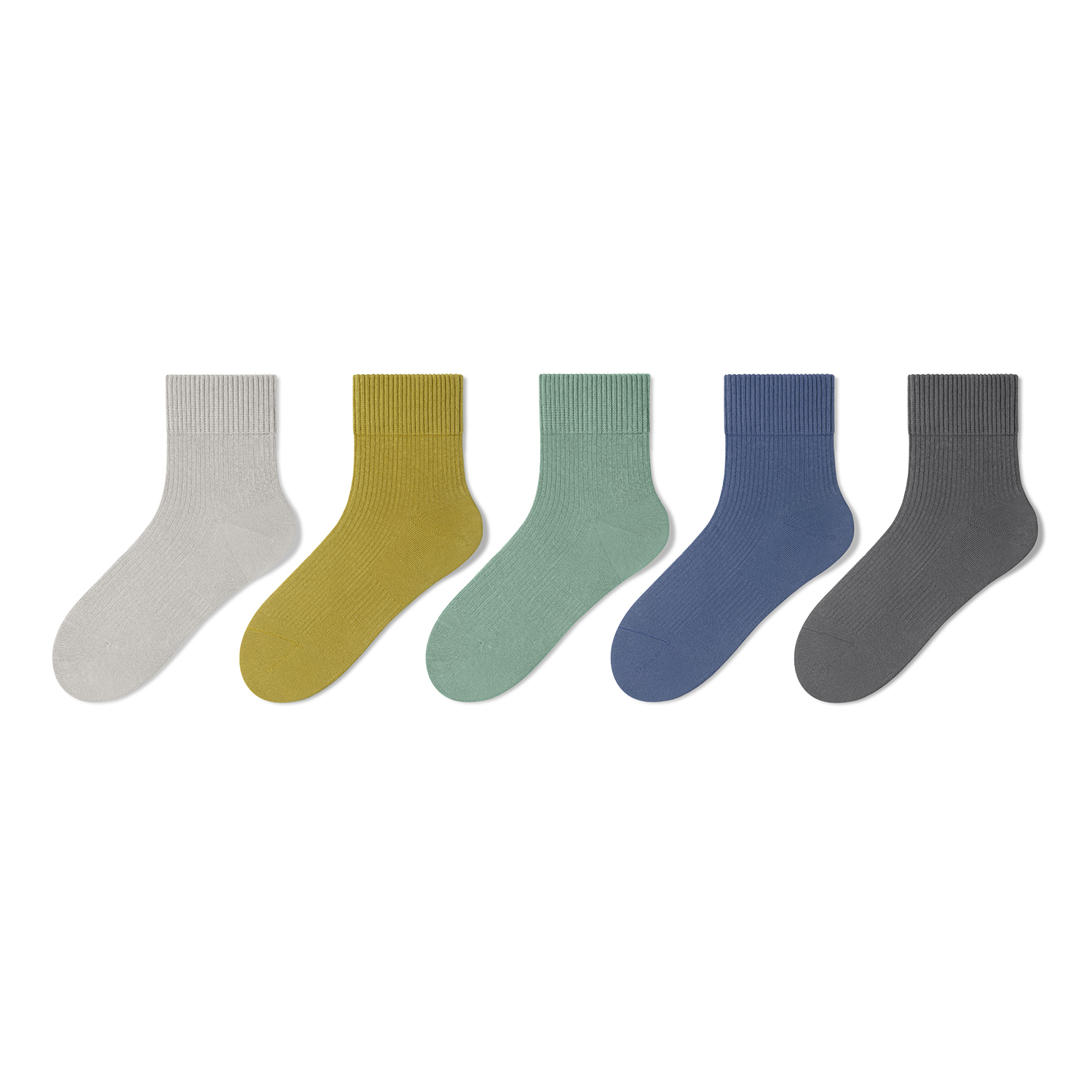 

Носки Crew Unisex, набор из 5 пар MIANZHUWU, 5 pack (хаки+ginger желтый+lake зеленый+темно синий+темно серый)