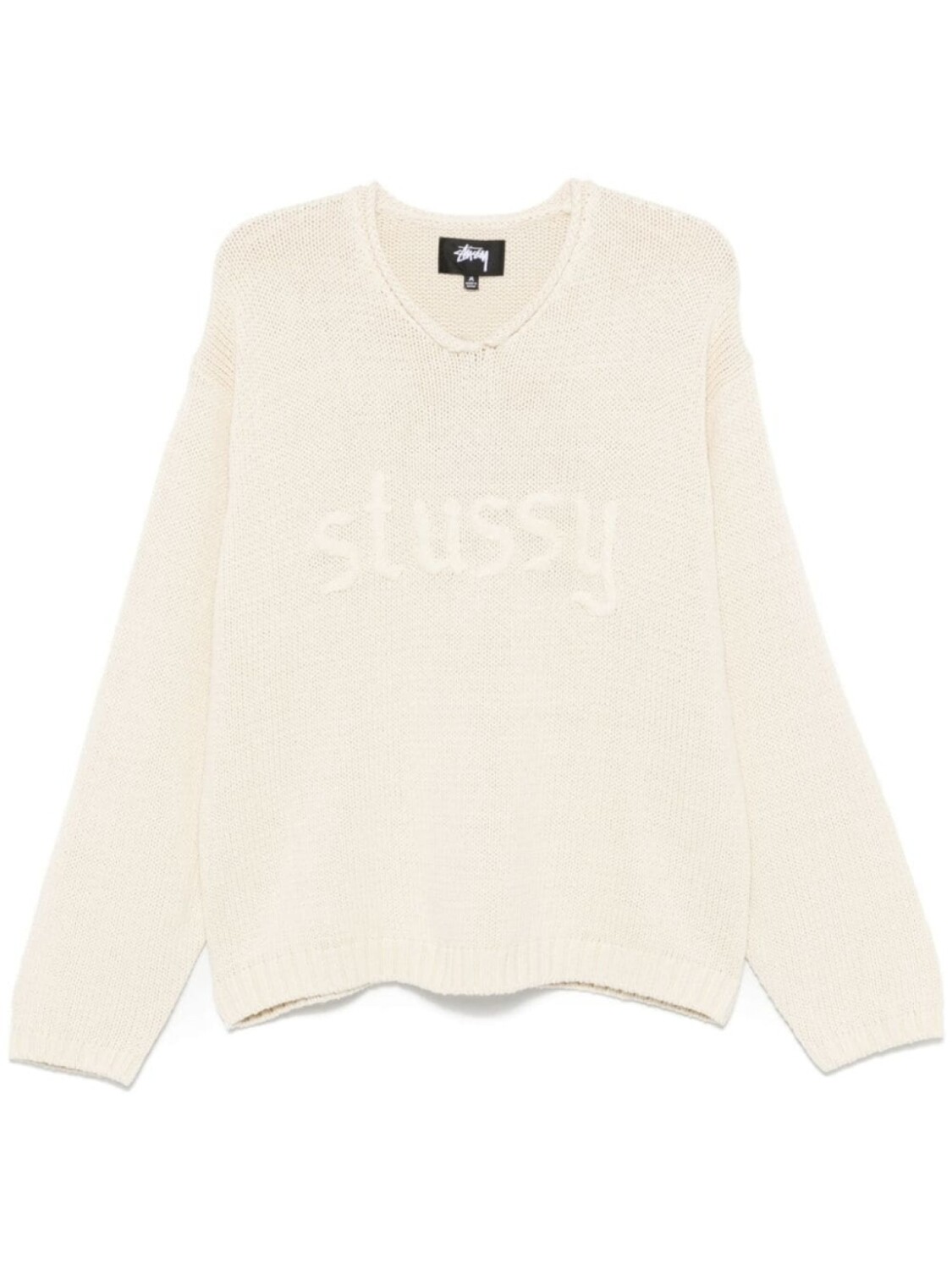 

Свитер Stüssy с вышитым логотипом и V-образным вырезом, серый