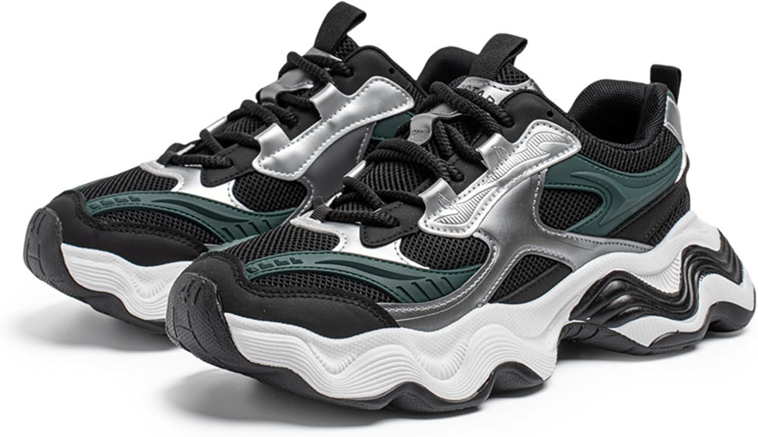 

Мужские кроссовки Floette серебристо-черные, модные, стиль «папа-шуз», для ходьбы, повседневные, трендовые, массивная платформа