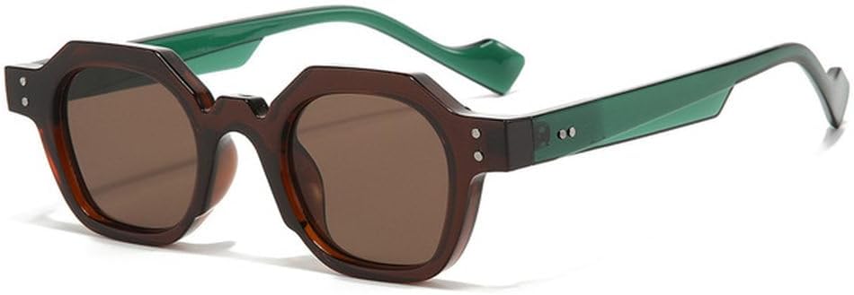 

Винтажные солнцезащитные очки Polygon для женщин, модные шестиугольные линзы с прозрачным покрытием Ocean, защита от УФ-излучения UV400, солнцезащитные очки для мужчин с заклепками TVTBBVV, Green