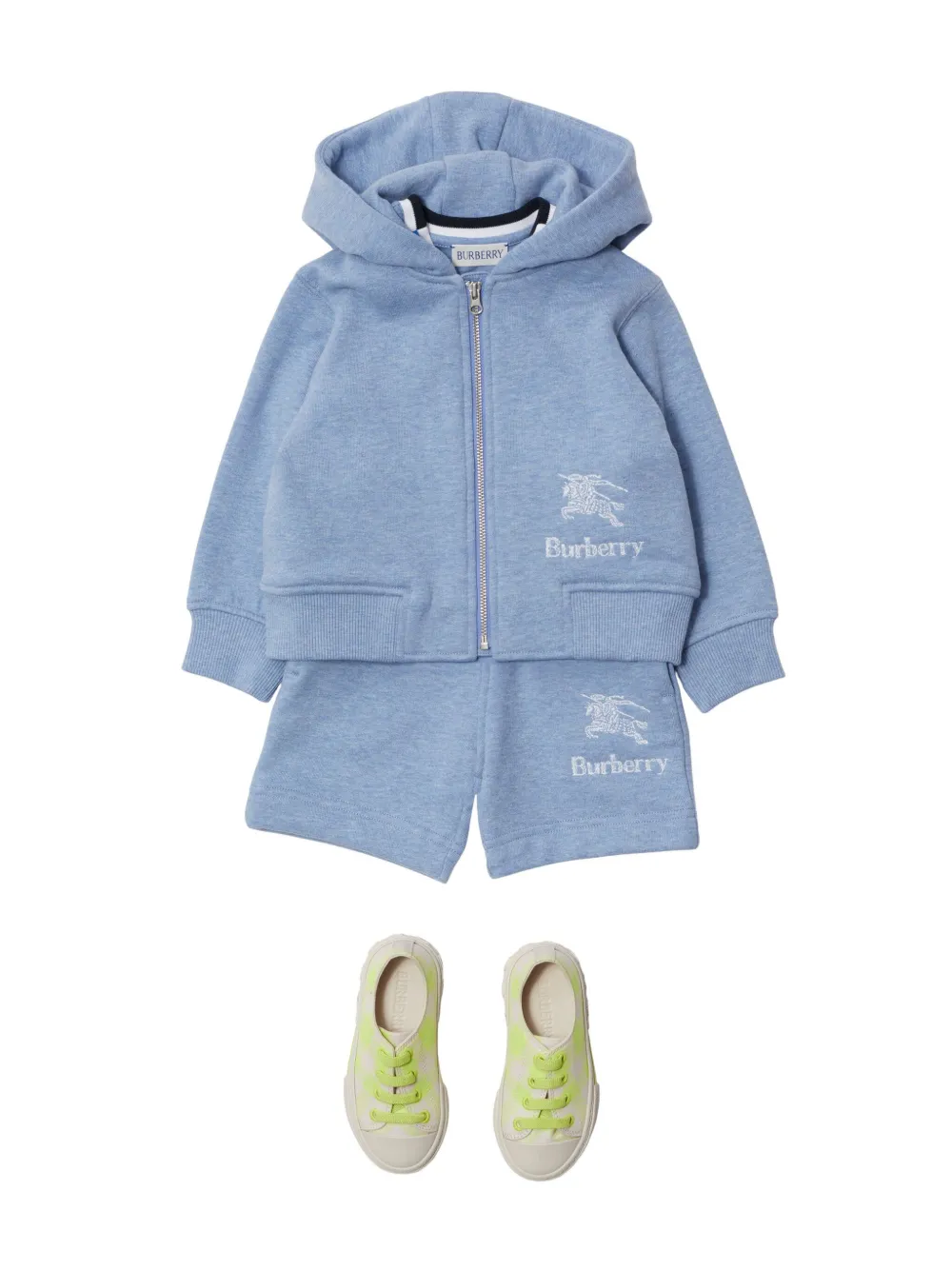 Комплект из футболки и шортов с вышитым логотипом BURBERRY KIDS, синий — фото 3