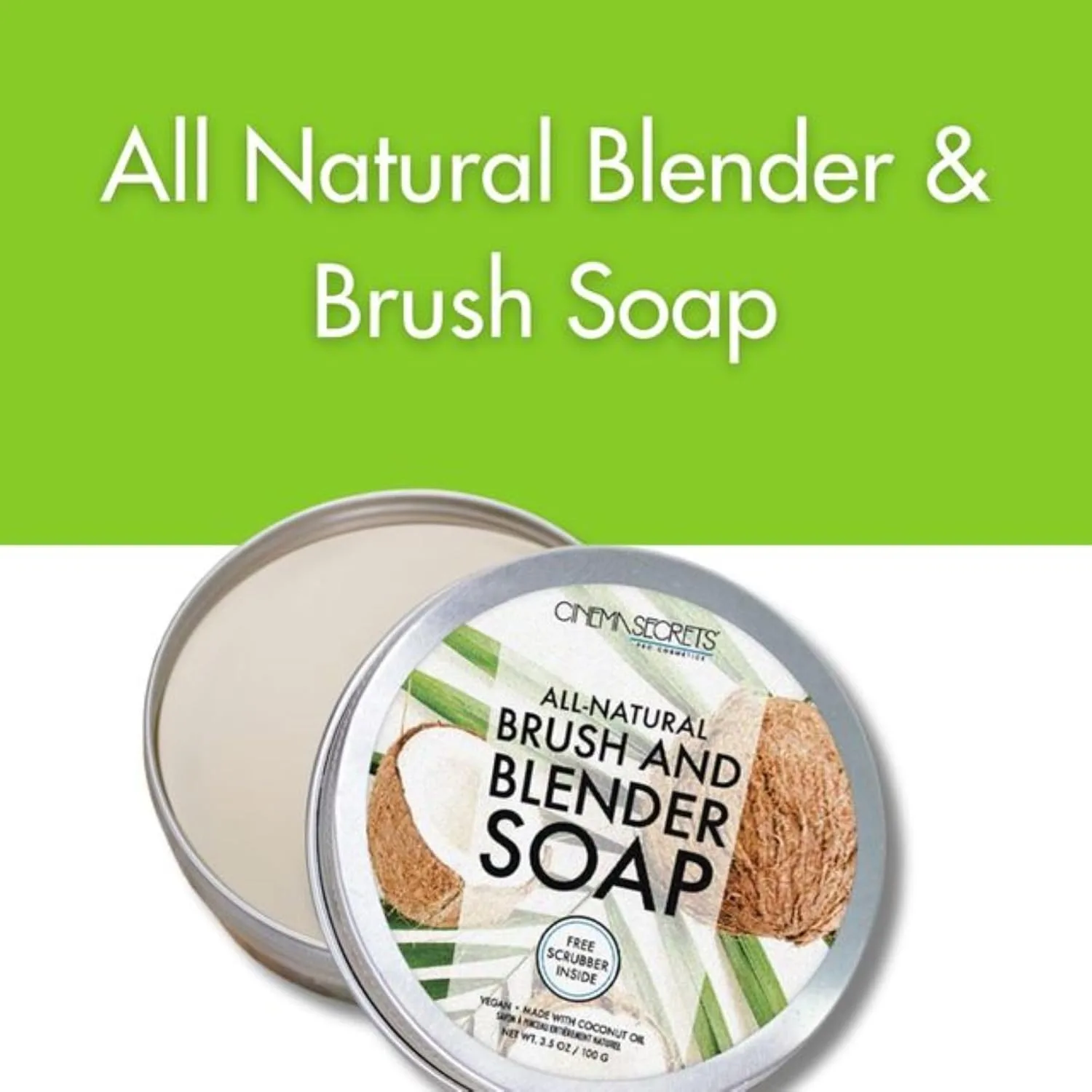 Cinema Secrets Vegan Makeup Brush Cleaner Soap - очищающее мыло для кистей и спонжей с кокосовым маслом, 100 г — фото 3