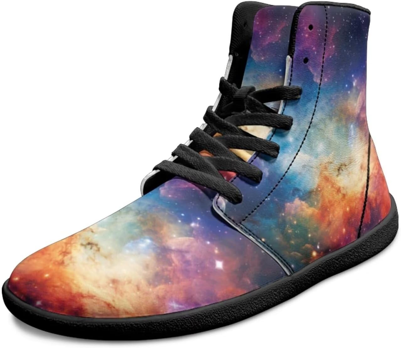 

Мужские высокие кроссовки Galaxy Print с широким носком, шнуровкой, противоскользящей подошвой для тренировок и бега Xixirimido, Colorful Galaxy