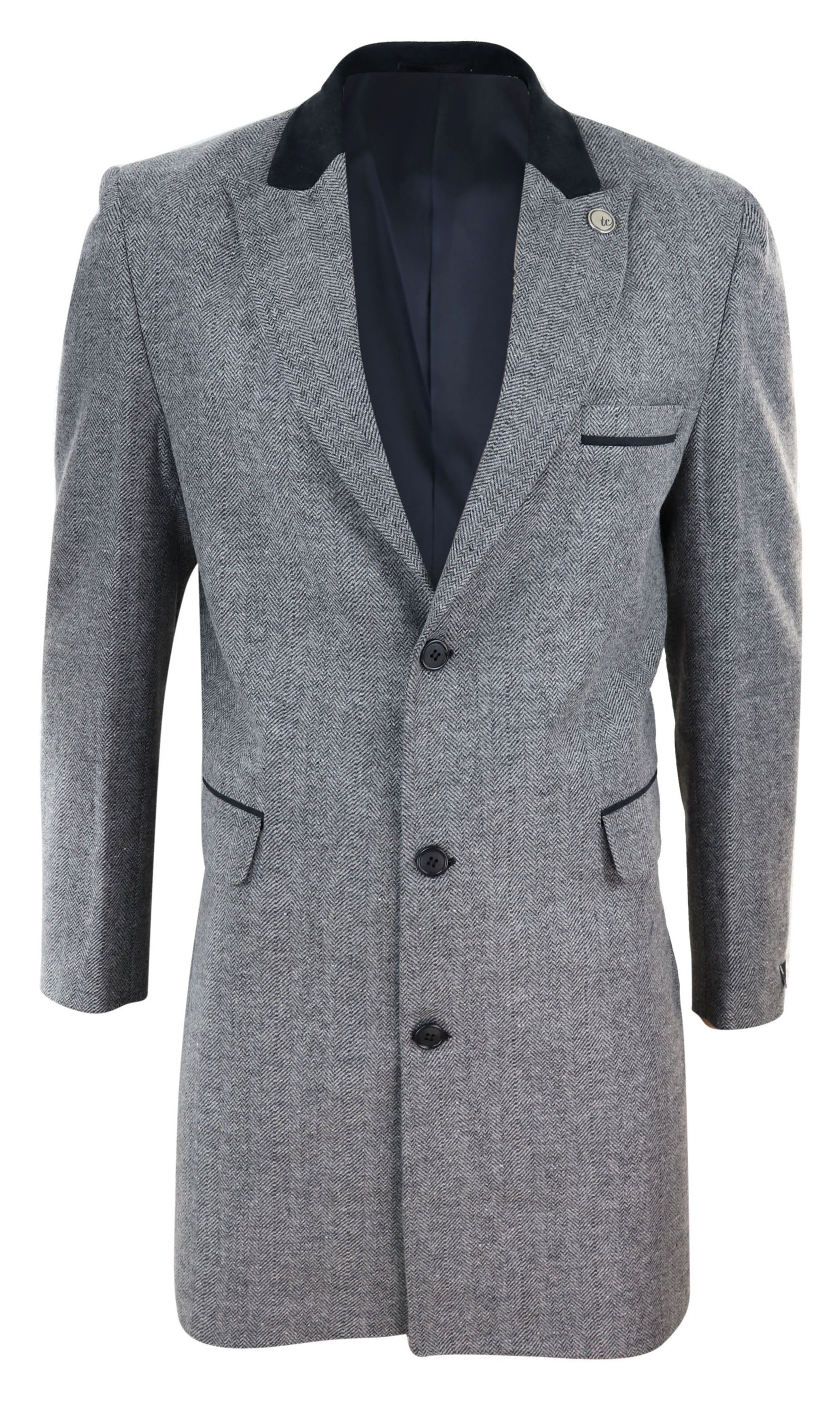 

Длинное пальто 3/4 из твида с узором «ёлочка» Peaky Blinders TruClothing, серый