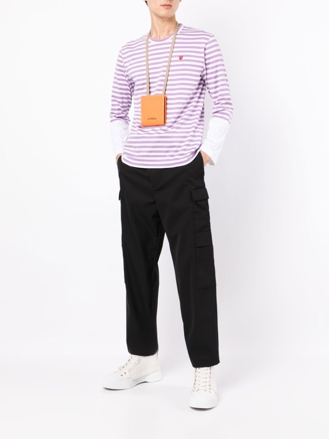 Полосатая футболка с длинными рукавами Comme Des Garçons Play, фиолетовый — фото 2