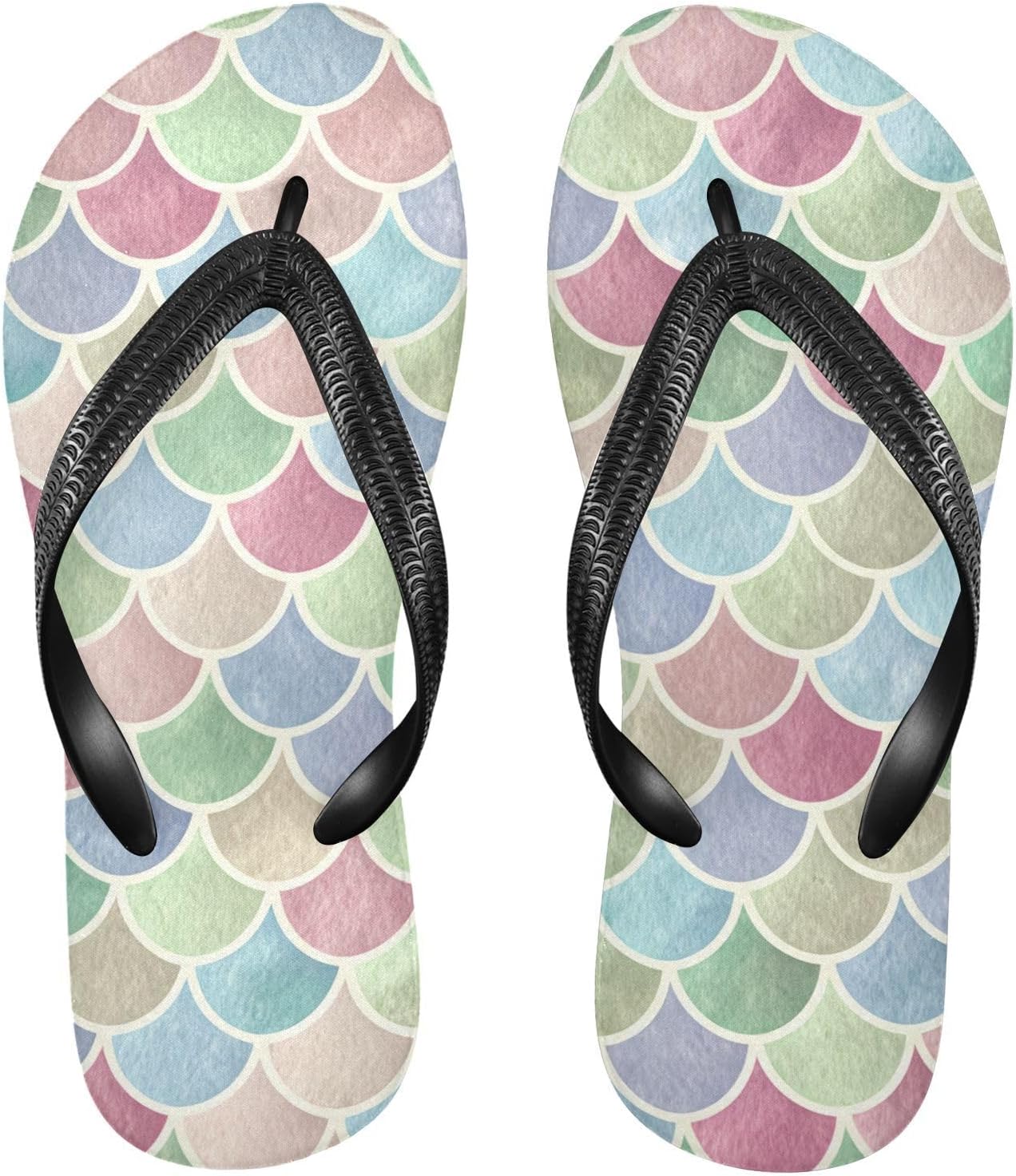 

Яркие сланцы с чешуей русалки для пляжа, летние повседневные сандалии для женщин и мужчин, тапочки для душа Kfbe, Mermaid