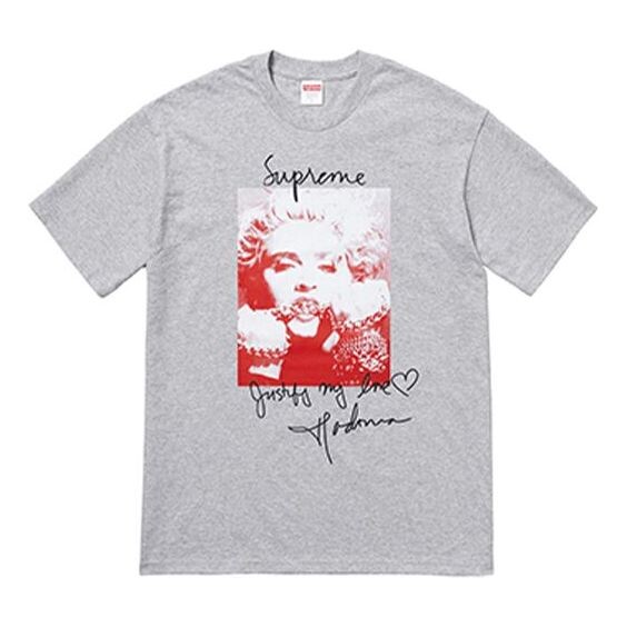 

Футболка fw18 madonna tee heather grey printing short sleeve gray Supreme, серый
