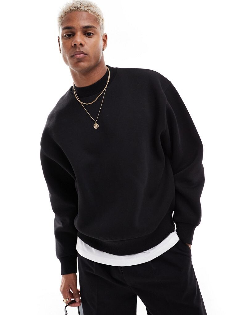 

Черный укороченный свитшот свободного кроя ASOS DESIGN