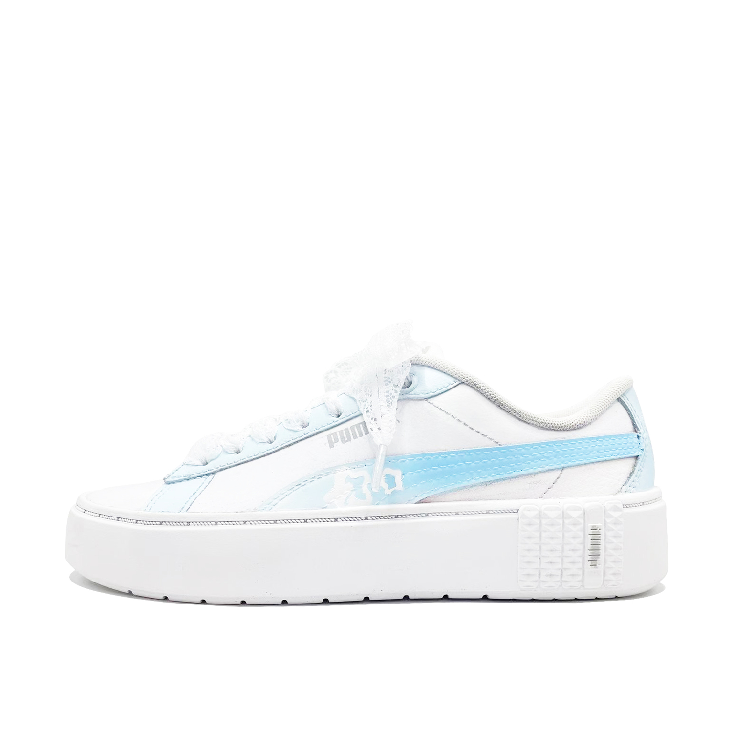 

PUMA Кроссовки для скейтбординга Smash Platform Lace Sea Salt Unisex, устойчивые к истиранию, низкие, сине-белые