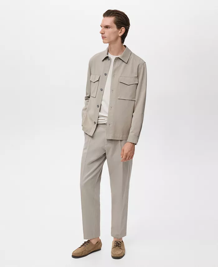 

Мужская куртка с карманами из лиоцелла и хлопка Mango, серый