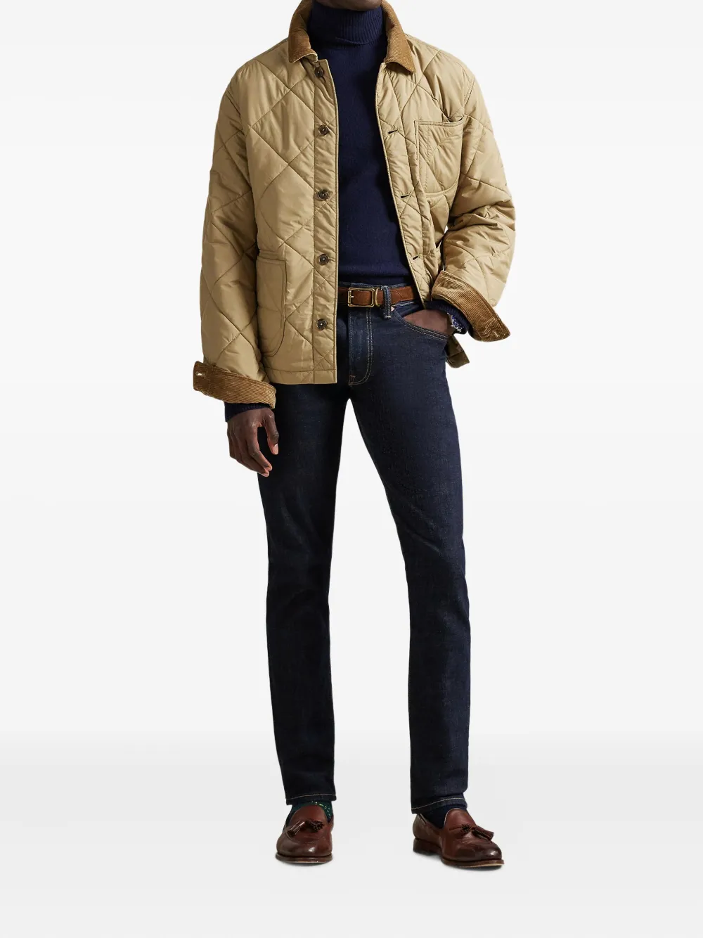 Стеганая куртка с вельветовой отделкой Polo Ralph Lauren, бежевый — фото 2