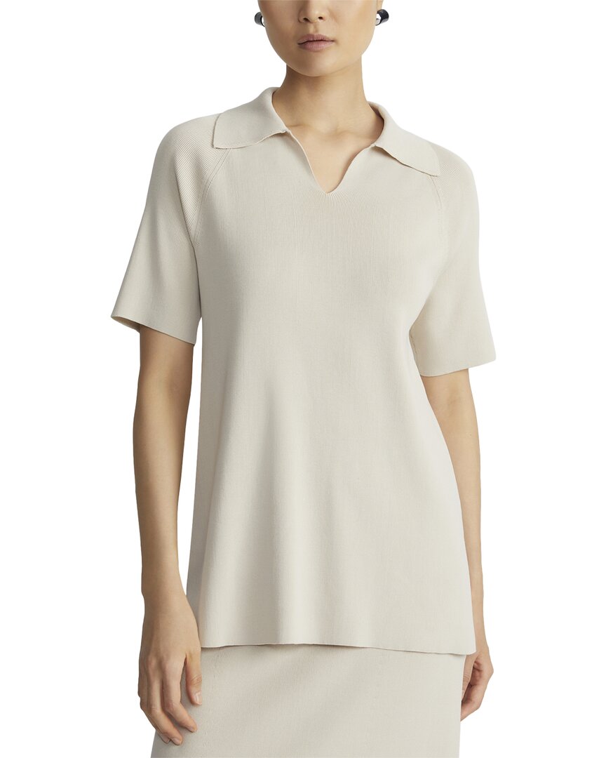 

Lafayette 148 New York Поло с ребристым вырезом и разрезом на горловине, Pebble