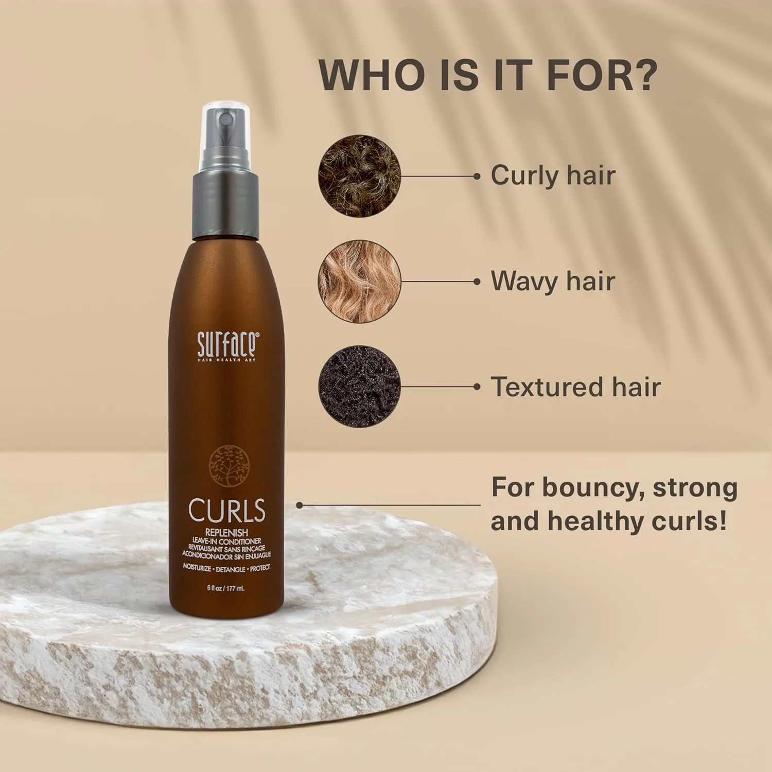 Несмываемый кондиционер для волос SURFACE Hair Curls Replenish - без сульфатов и парабенов, натуральное увлажнение волос, 170 мл — фото 2
