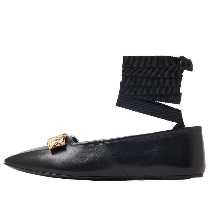 Кроссовки (WMNS) Gucci Leather Ballerina Flats With Ribbon And Bow 'Black'