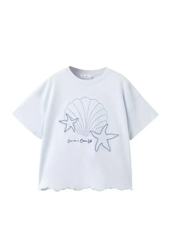 Футболка с принтом Mango Kids, голубая