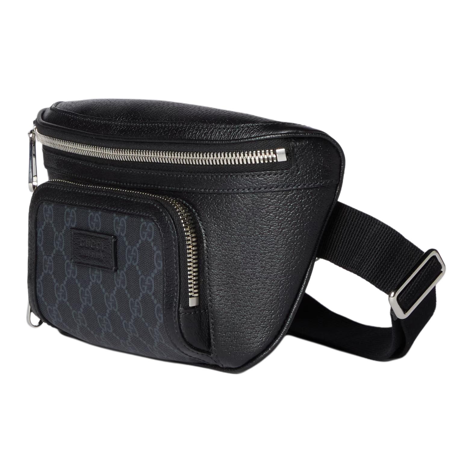 GUCCI GG Supreme Canvas с кожаной поясной сумкой Small мужская черная — фото 2