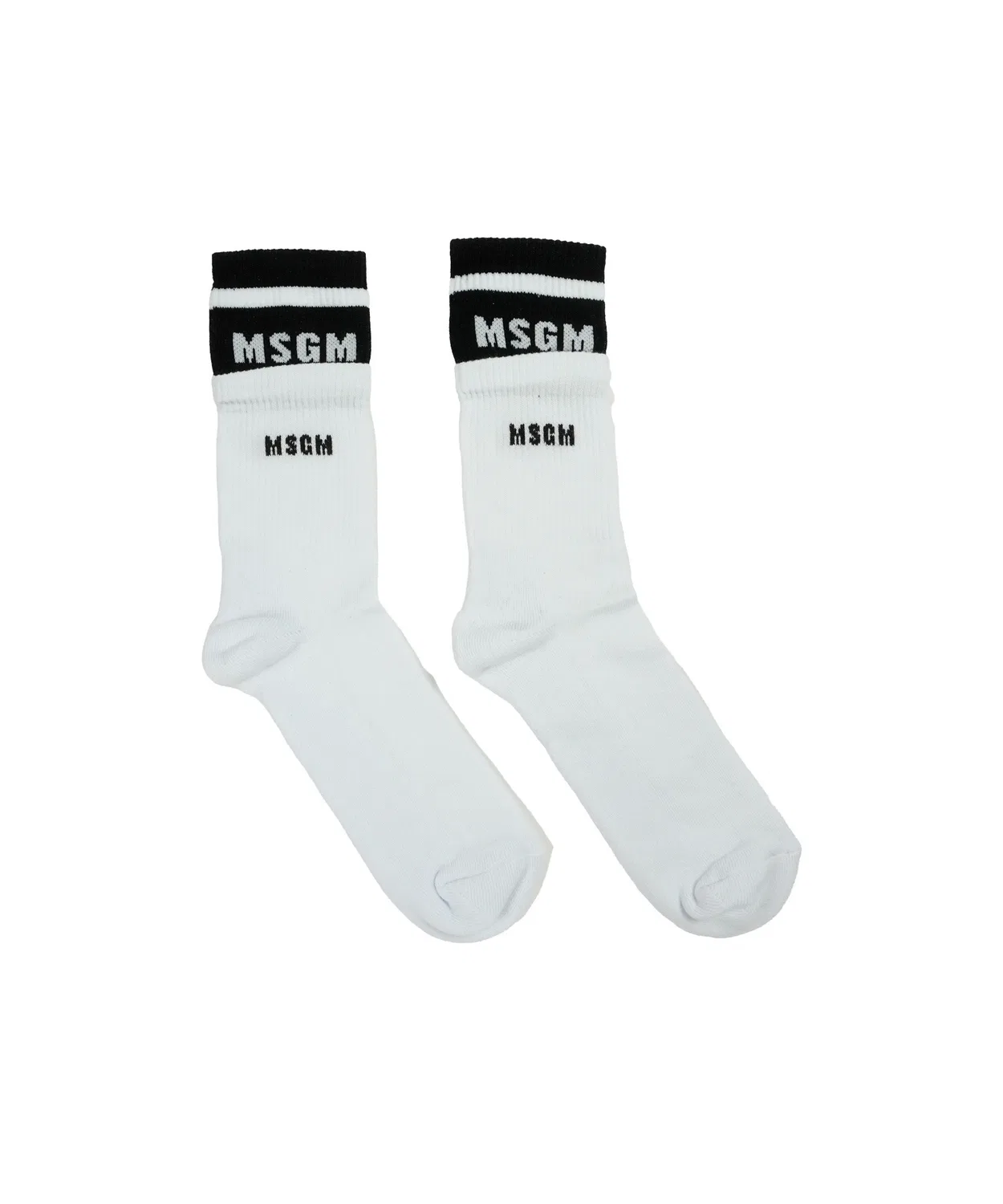Носки детские с логотипом MSGM Kids, хлопковый микс, белый с черным