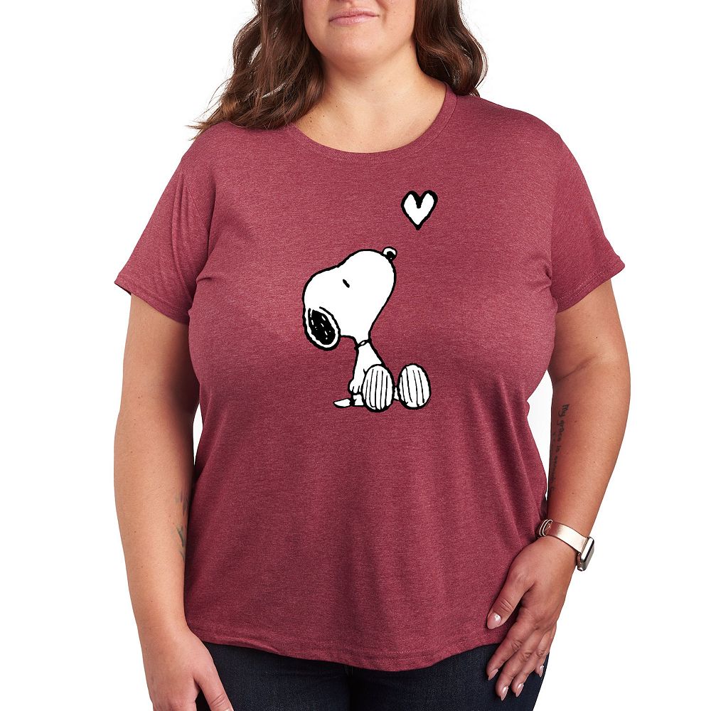 

Белая футболка с рисунком сердца Snoopy Plus Peanuts Licensed Character, цвет Heather Dark Red