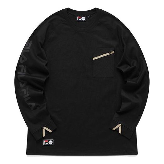 

Футболка logo print sport loose knit long sleeve top 'black' Fila, черный