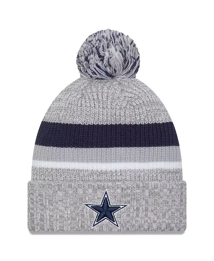 

Мужская шапка-манжета Dallas Cowboys серого цвета с помпоном New Era