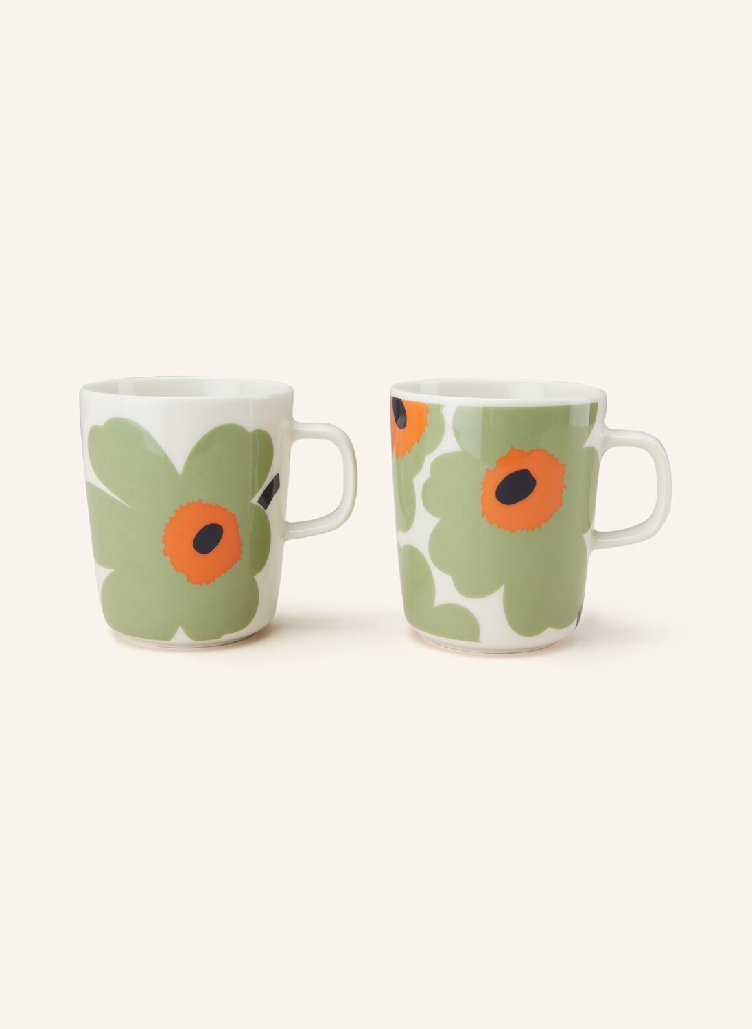 

2 шт - Кружка Marimekko OIVA/UNIKKO, 400 мл, цвет hellgrün/weiss/orange