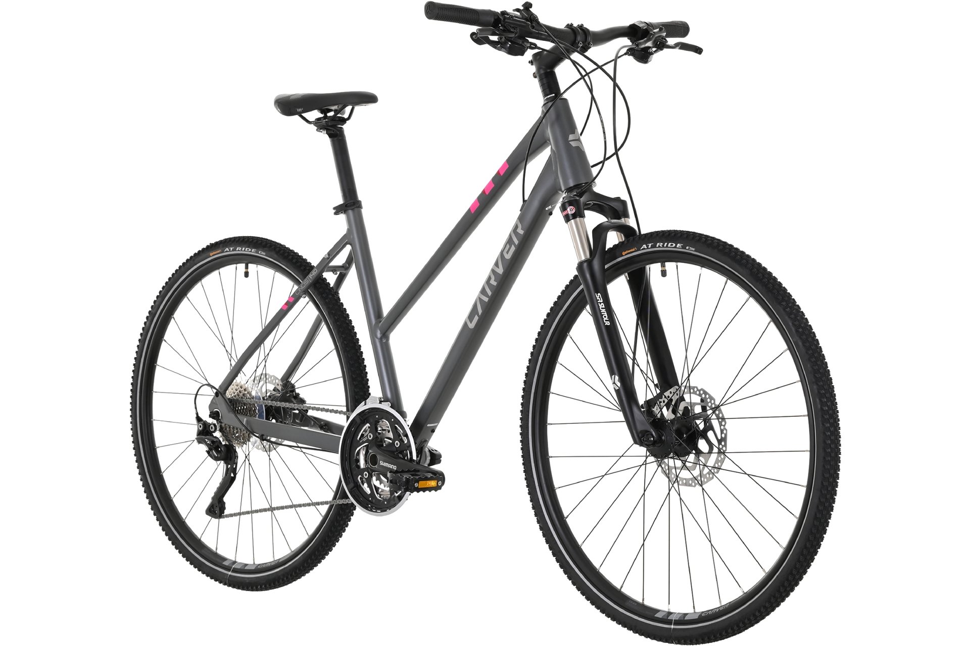 Кроссовый велосипед Carver Cinos 140 - 28 дюймов - Damen Sport - 2024, цвет Grau|anthracite silver neonpink — фото 2