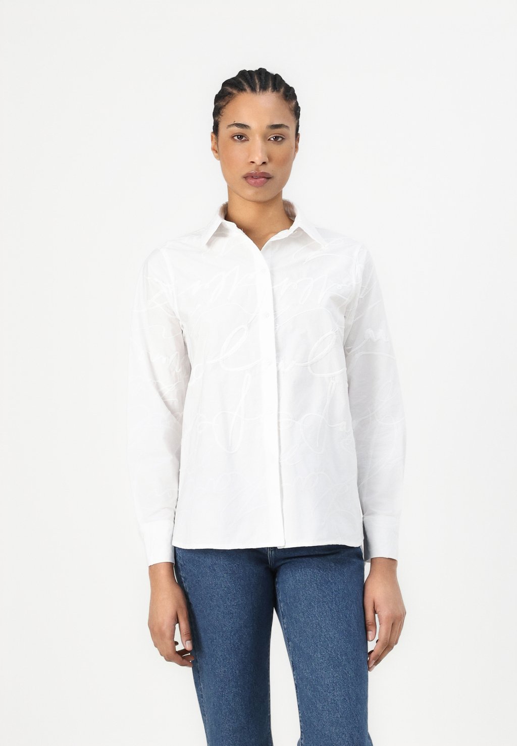 

Блузка на пуговицах EMBROIDERY SHIRT KARL LAGERFELD, белый