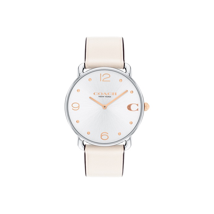 

COACH Часы ELLIOT Collection Wrist Watch Quartz Movement Genuine Leather Strap White Dial Women's Watch