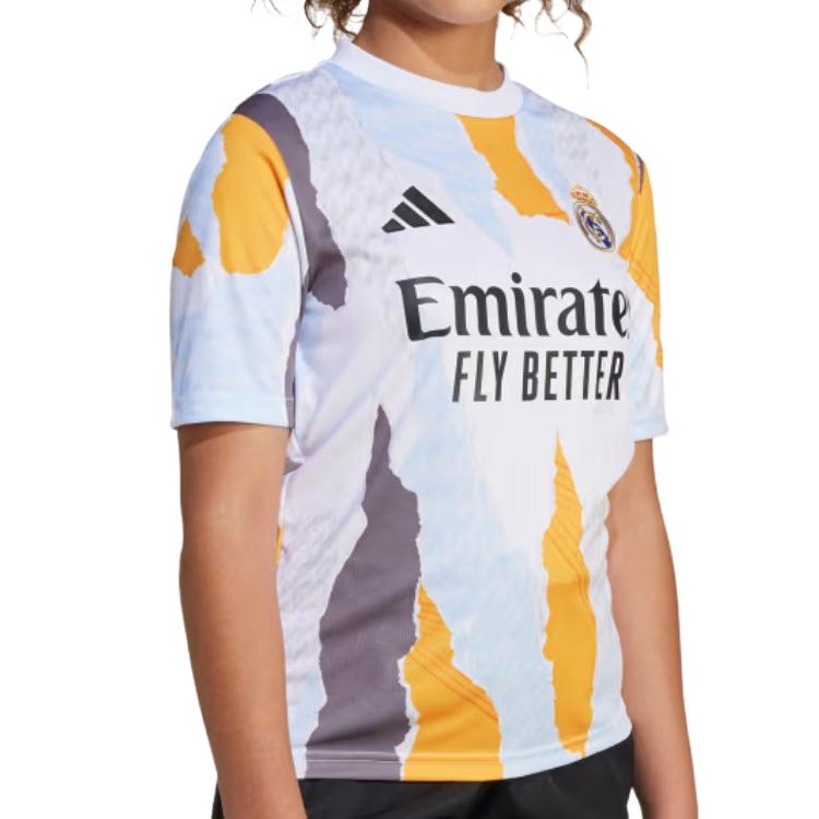 Футболка изображение цвет kids' Adidas, белый/оранжевый/синий — фото 4