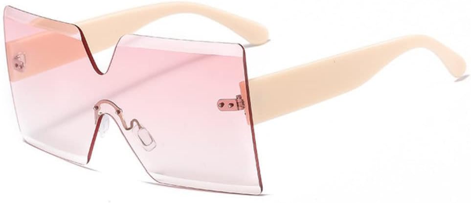 

Женские солнцезащитные очки без оправы, большие солнцезащитные очки с защитой от УФ-излучения UV400, модные очки для женщин с защитой от УФ-излучения UV400 LVTFCO, Beige-light Pink