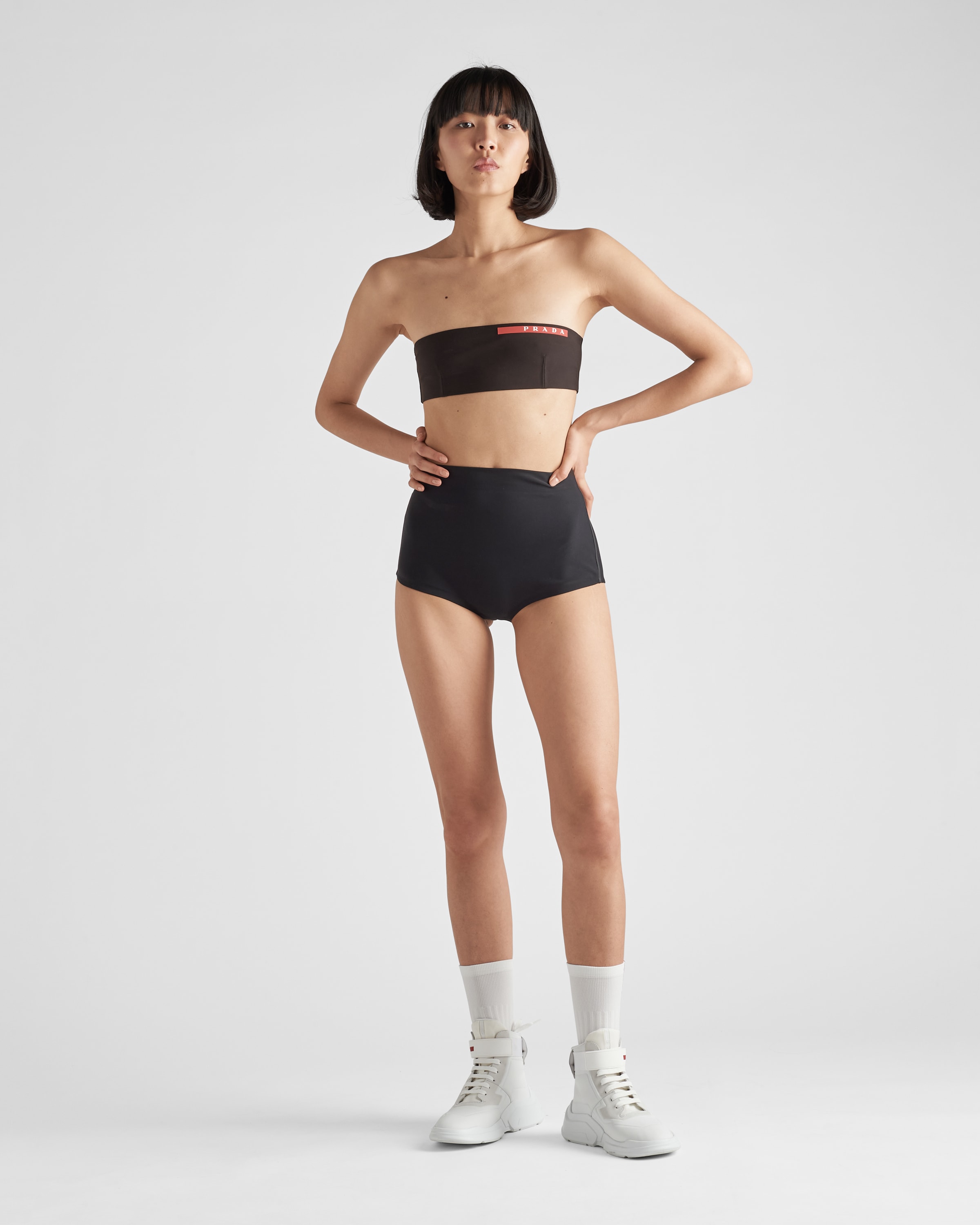 Топ для купальника из эластичного джерси Prada, черный — фото 2