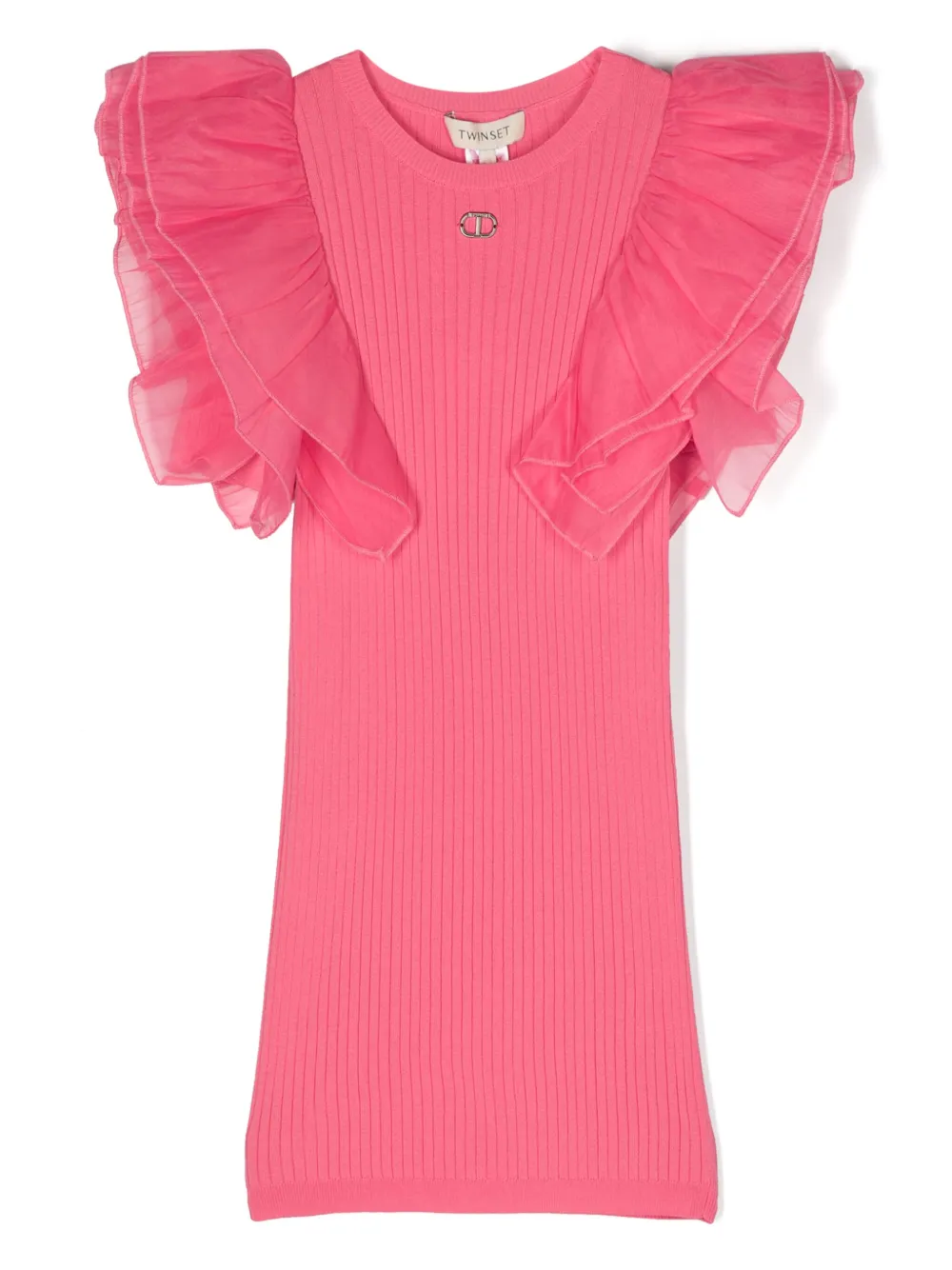 

Платье с оборками и логотипом TWINSET Kids, розовый