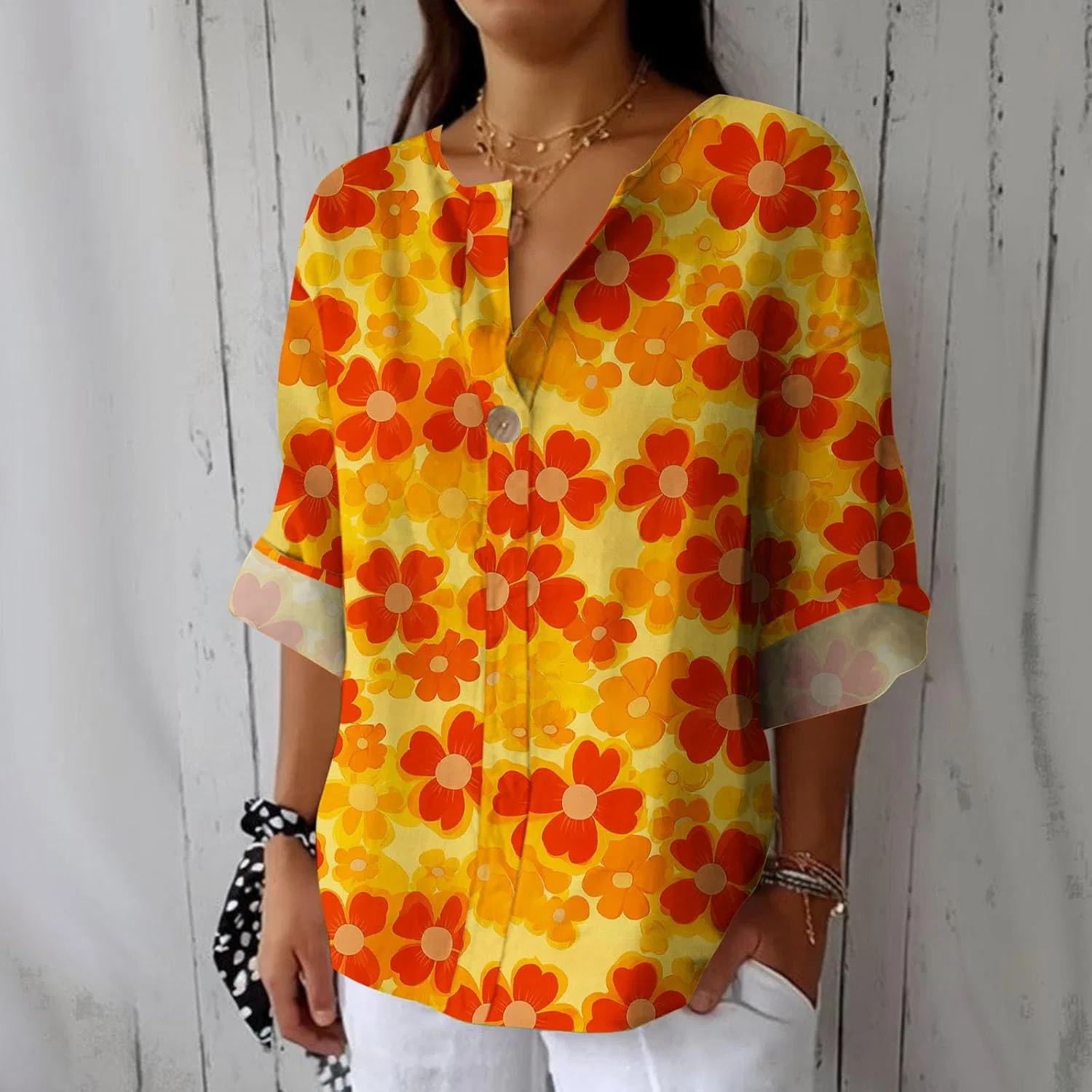 Женская футболка оверсайз Generic, цвет F-69 Mustard Yellow — фото 2
