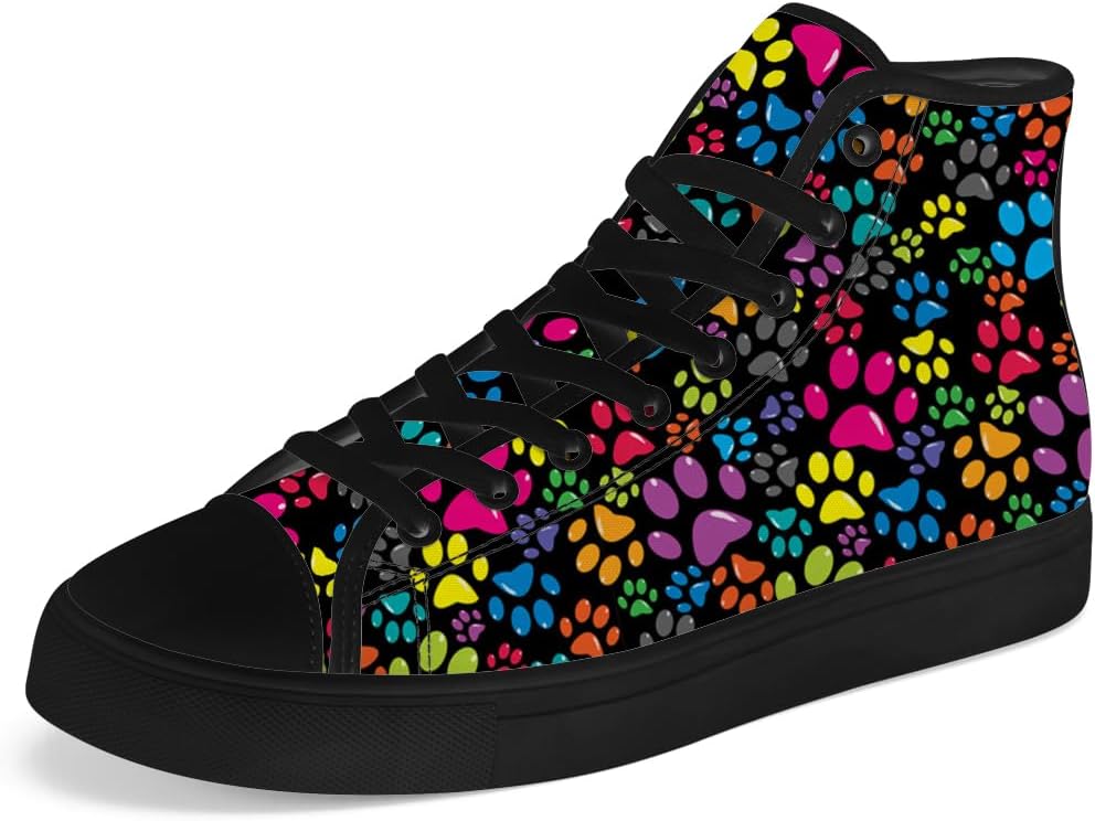 

Кеды с высоким берцем Paw, высокие кроссовки на шнуровке, повседневная обувь, подарки для мужчин и женщин Chebing, черный