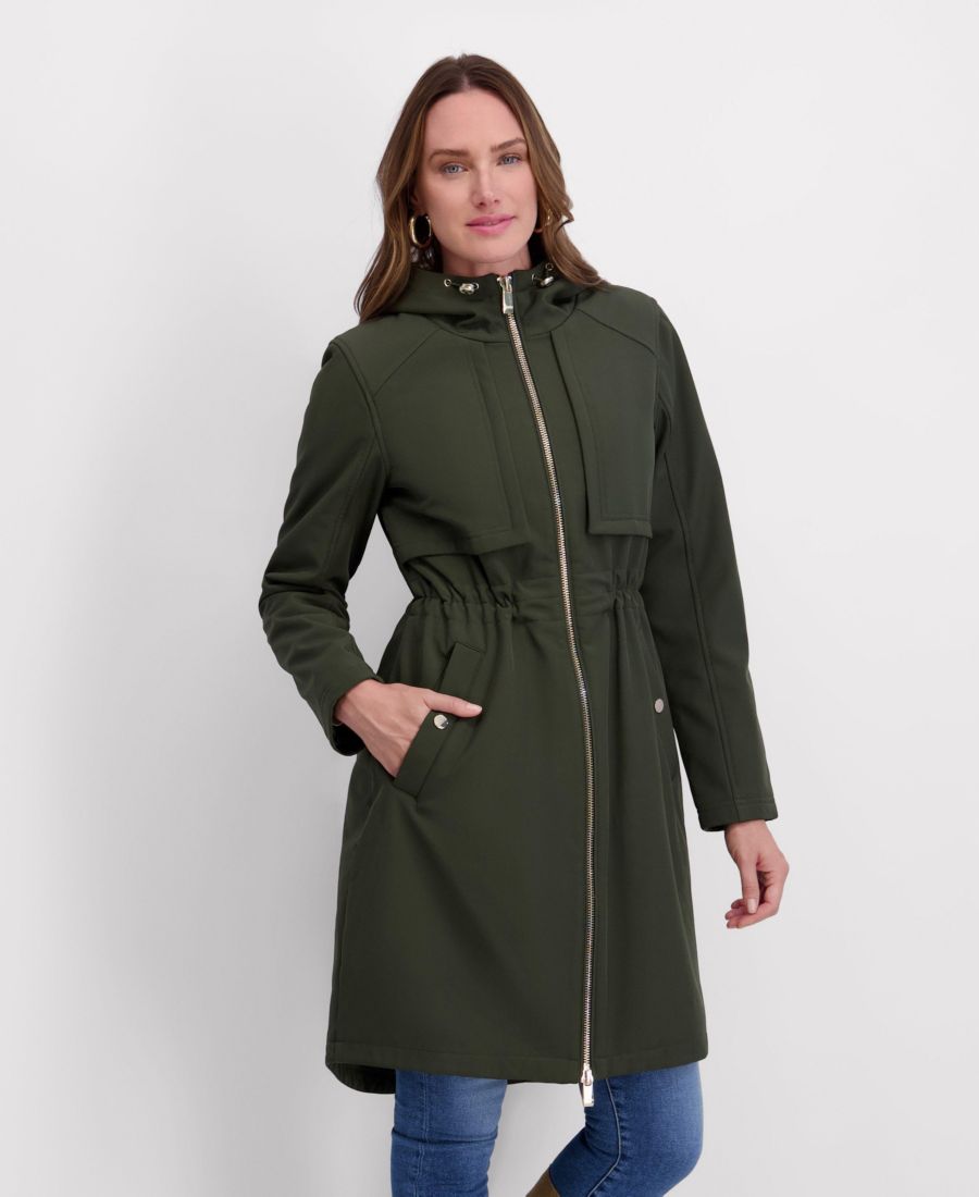 

Женская рубашка-футляр с зауженной талией и капюшоном из софтшелла kensie, Olive