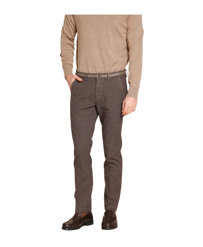 

Зауженные брюки-чиносы в клетку «гусиная лапка», коричневые. Mason'S, коричневый