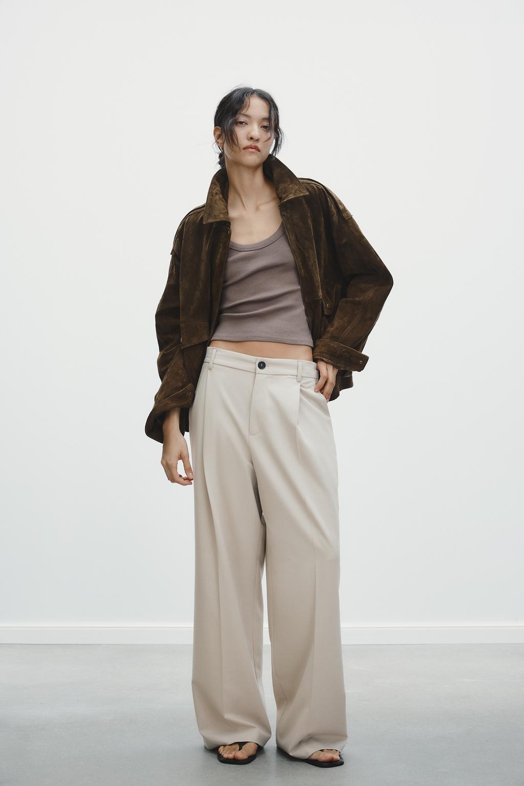 

Заштопанные брюки ZARA, бежевый