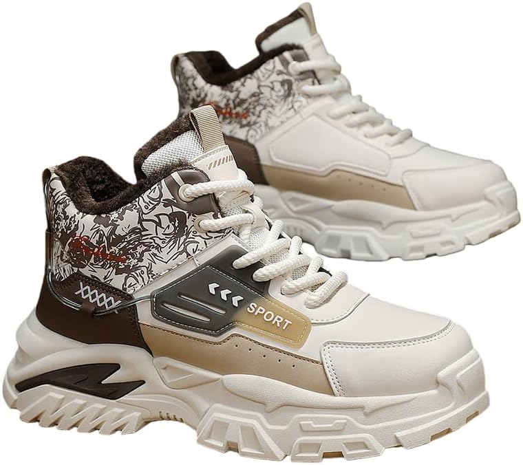 

Мужские ретро-кроссовки HCHCTRY с высокой шнуровкой и утолщенной подошвой - теплые на зиму, удобные и нескользящие, подходят для активного отдыха на свежем воздухе, хаки