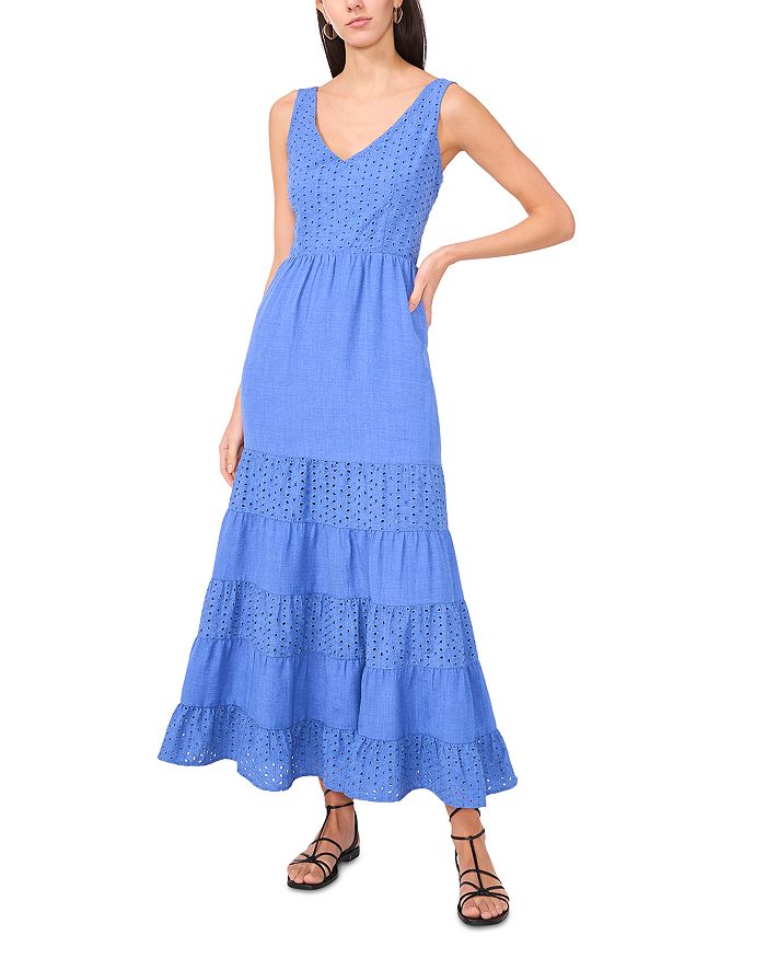 

Многослойное макси-платье с ажурными вставками VINCE CAMUTO, синий