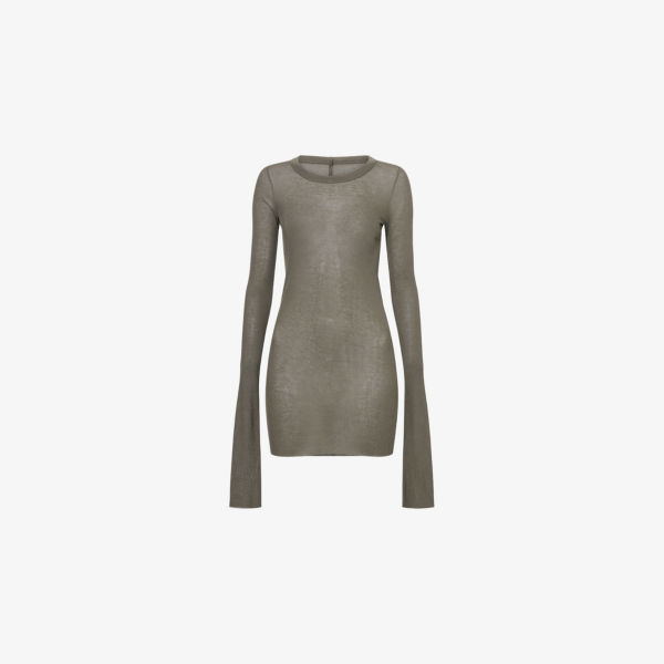 

Рибленый длинный рукав, тканный топ Rick Owens, цвет bosco