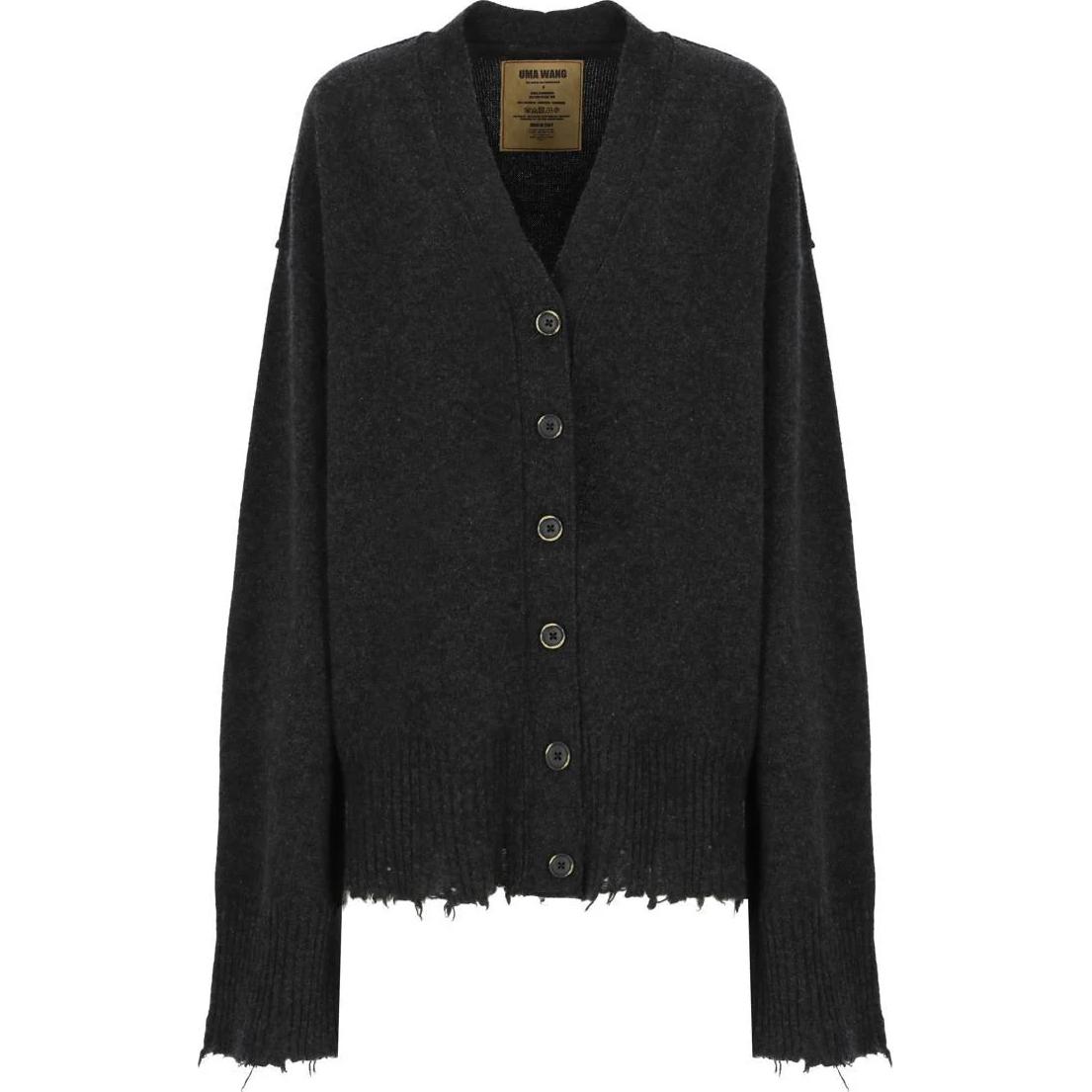 

Сырой край кардиган с V-образным вырезом UMA WANG, серый