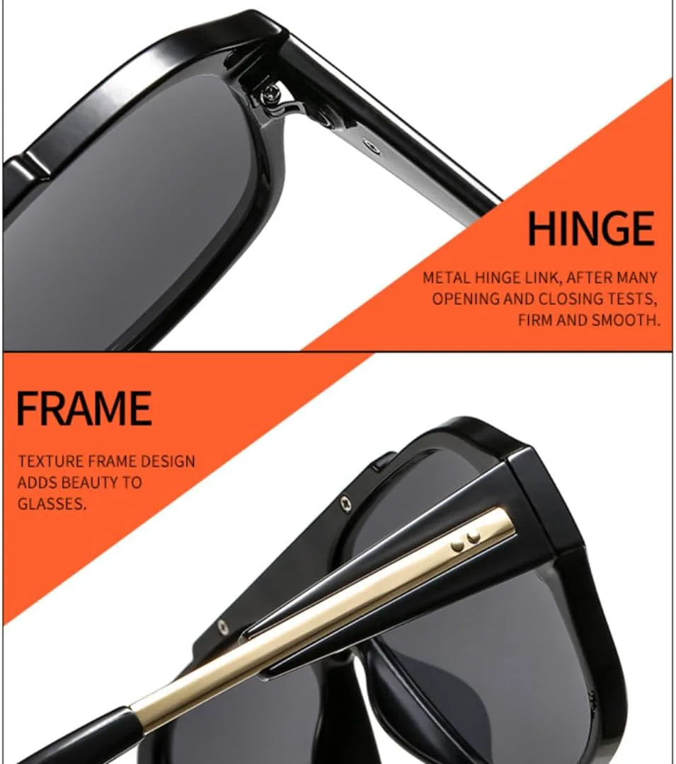 

Ретро квадратные градиентные женские солнцезащитные очки, роскошные мужские очки с заклепками и толстой оправой, повседневные очки UV400 UATXTAU, Black Grey