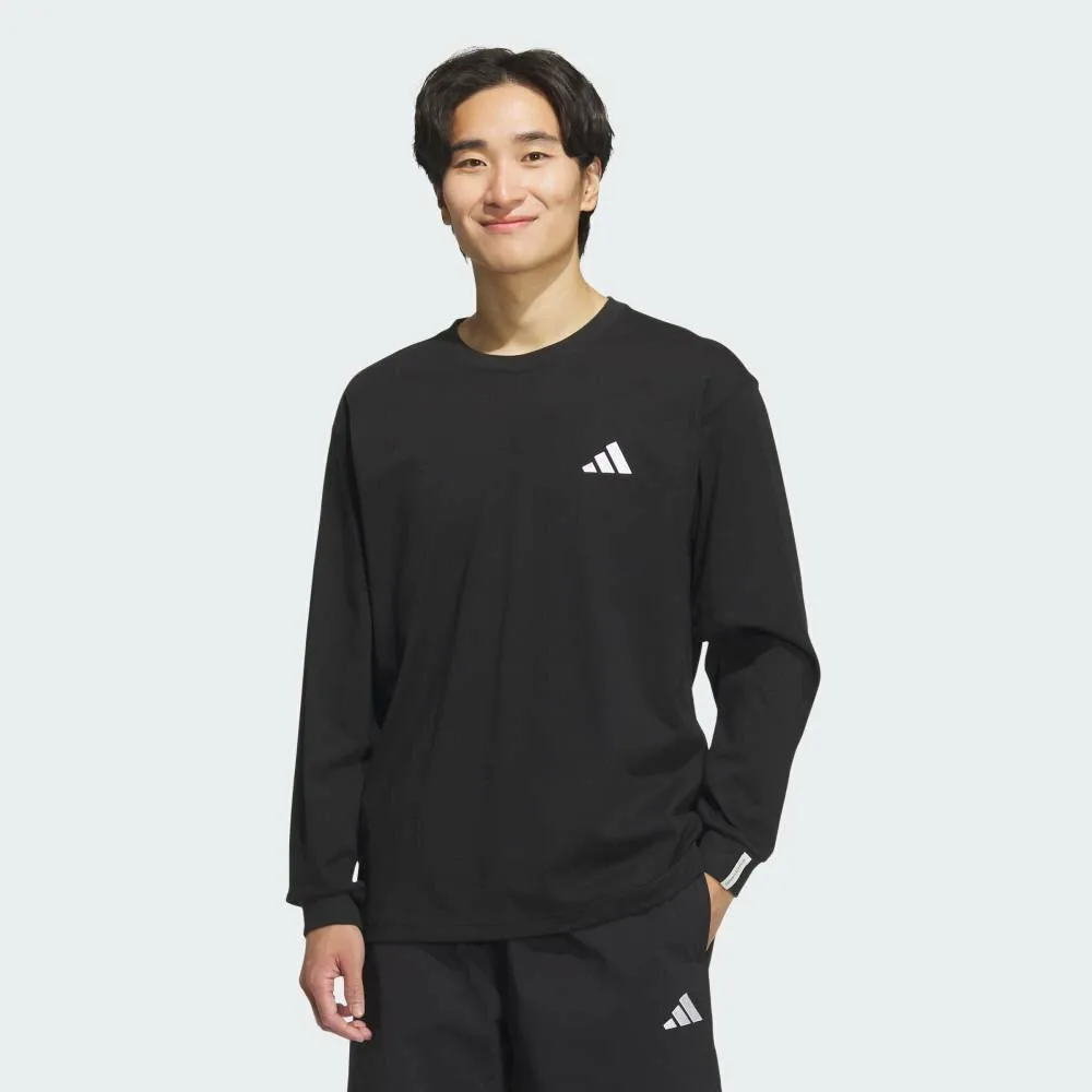 Футболка с длинным рукавом Essentials Plus свободного кроя с небольшим логотипом Adidas, black