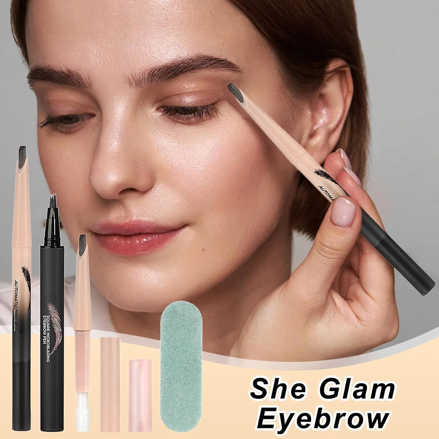 Карандаш для бровей Microblading + жидкая подводка, коричневый — фото 3